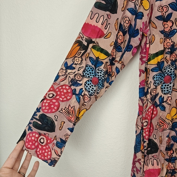 Natural Life Nwot Long Sleeve Button Up Floral Sea Shirt Dress Small Womens - Picture 6 of 14